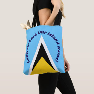 Love Oh Love Saint Lucia Anthem Phrase Blue Text Tote Bag