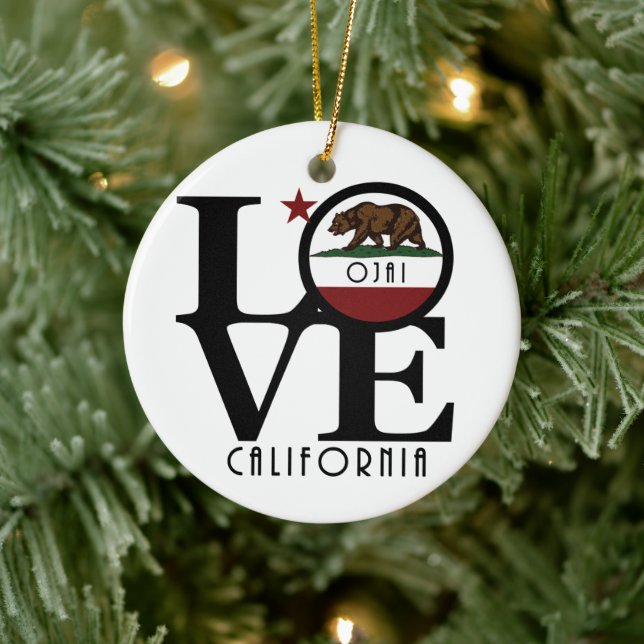 LOVE Ojai California Ceramic Ornament (Tree)
