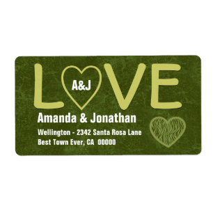 LOVE Olive Green Label with Zebra Heart V04a