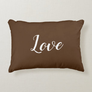 "Love" on Brown & White Accent Pillow