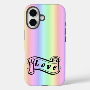 Love on rainbow iPhone 16 case