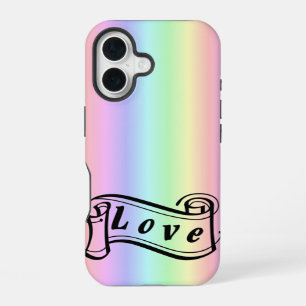 Love on rainbow iPhone 16 case