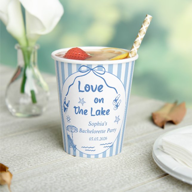 Love On The Lake Bachelorette Party Paper Cups (Insitu)