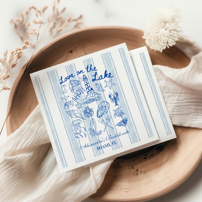 Love on the Lake Nautical Bachelorette Napkin (Creator Uploaded)