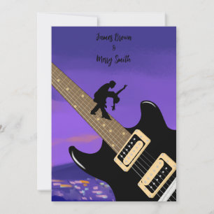 Love on the Strings of  Electric Guitar Wedding Invitation