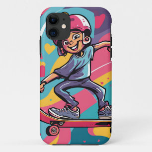 Love on Wheels – Cool Skateboarding Heart Design iPhone 11 Case
