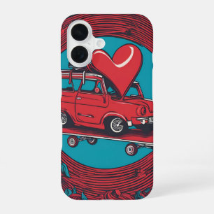 Love on Wheels – Cool Skateboarding Heart Design iPhone 16 Case