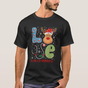 Love Oncology Nurse Christmas Reindeer Xmas Nurse  T-Shirt
