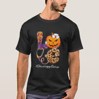 Love Oncology Nurse Pumpkin Stethoscope Halloween T-Shirt