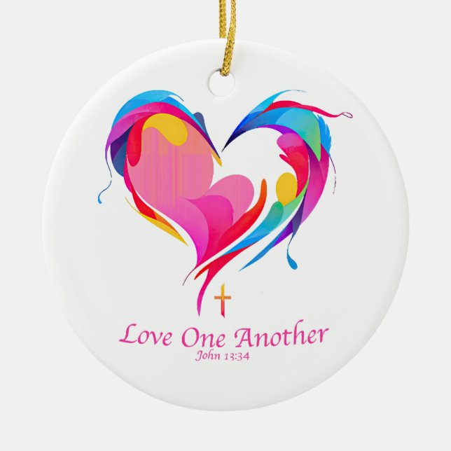 Love One Another Bible Verse John 1334  Ceramic Ornament (Front)