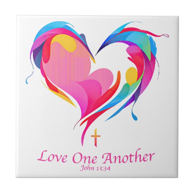 Love One Another Bible Verse John 1334  Ceramic Tile (Front)