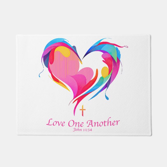 Love One Another Bible Verse John 1334  Doormat (Front)