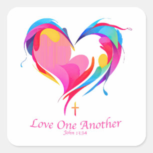 Love One Another Bible Verse John 1334 Square Sticker