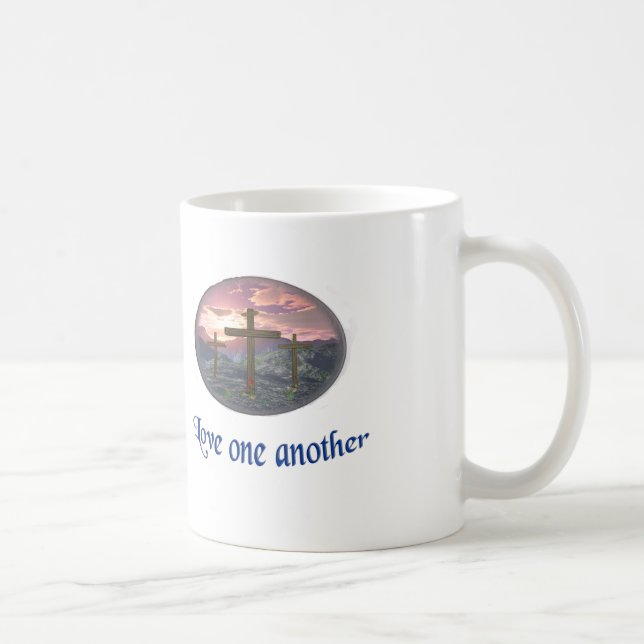 Love one another blue coffee mug (Right)