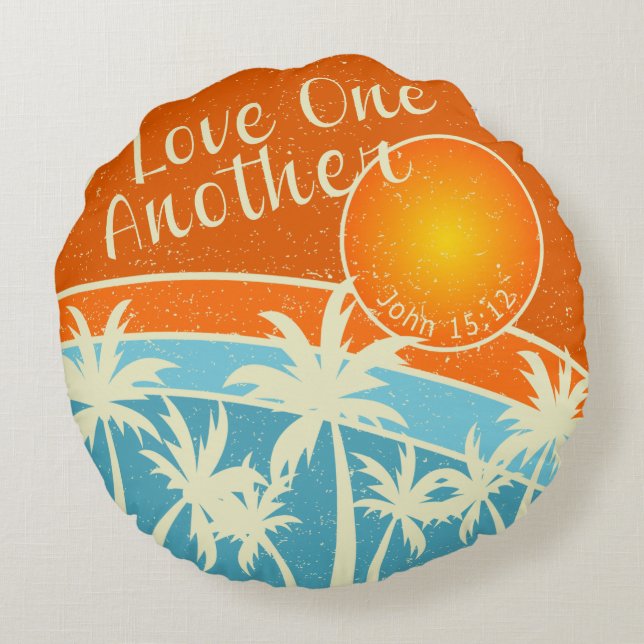 Love One Another Christian Design Round Cushion (Back)