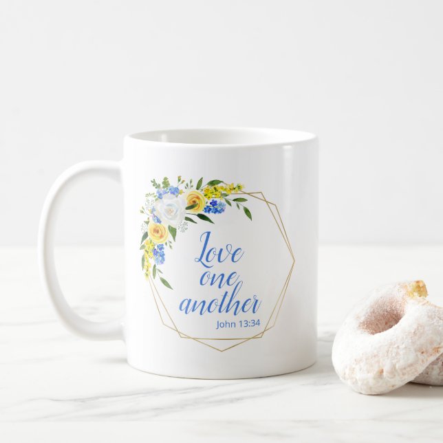 Love One Another Floral Coffee Mug (With Donut)