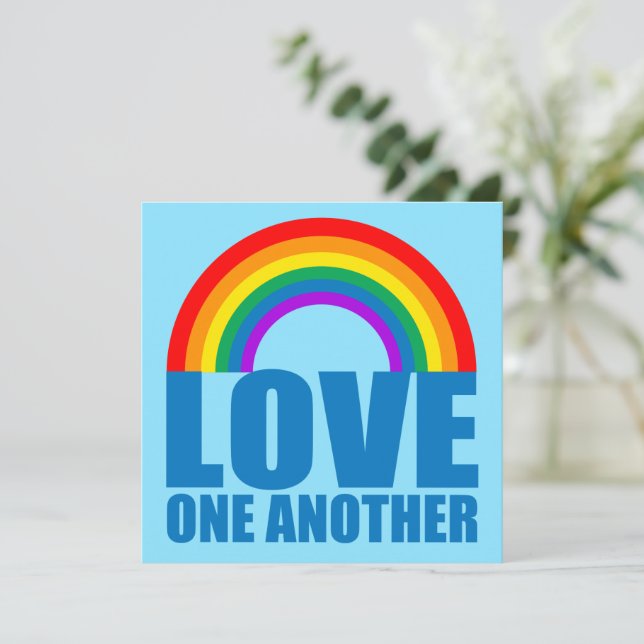 Love One Another Rainbow Christian Card (Standing Front)