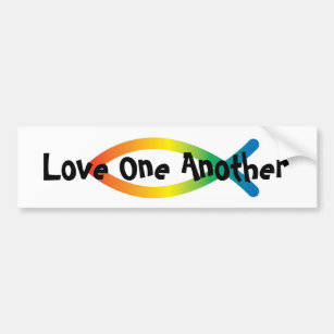 Love one another rainbow fish bumper sticker large