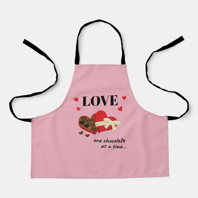 Love One Chocolate at a Time Funny Quote Apron (Front)