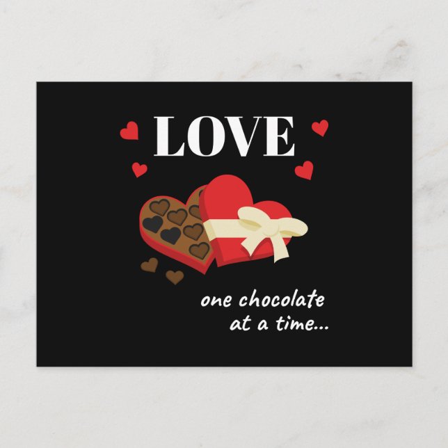 Love One Chocolate at a Time Funny Quote Holiday Postcard (Front)