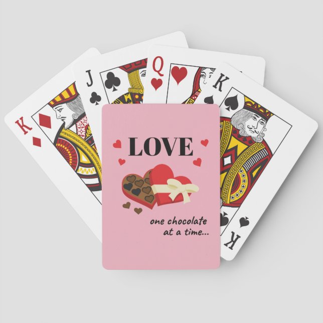 Love One Chocolate at a Time Funny Quote Playing Cards (Back)