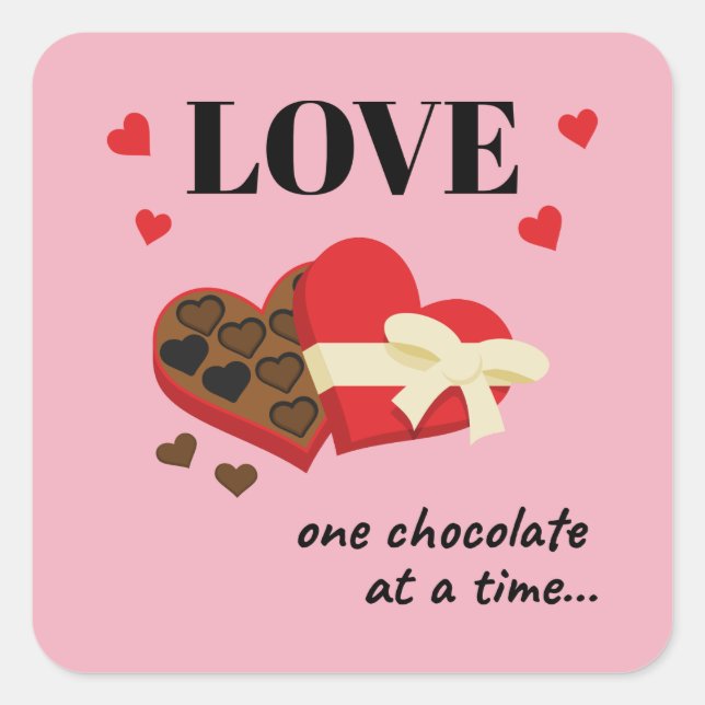 Love One Chocolate at a Time Funny Quote Square Sticker (Front)