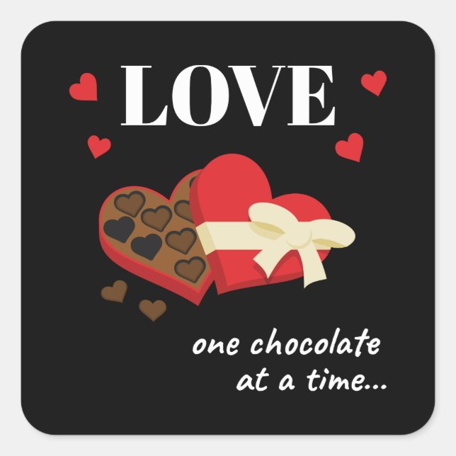Love One Chocolate at a Time Funny Quote Square Sticker (Front)