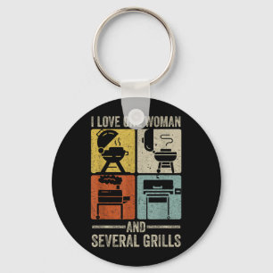 Love One Woman And Several Grills Funny Vintage Key Ring