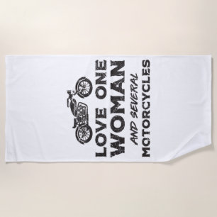 Love One Woman And Several Motorcycles Essential Beach Towel
