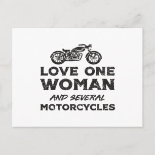 Love One Woman And Several Motorcycles Essential Holiday Postcard