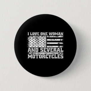 Love One Woman and Several Motorcycles Funny Biker 6 Cm Round Badge