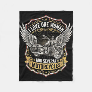 Love one woman and several motorcycles funny biker fleece blanket