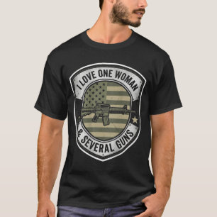 Love One Woman Several Guns Husband Funny on Back T-Shirt