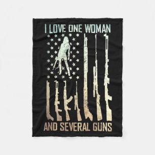Love one woman several guns patriotic husband wife fleece blanket