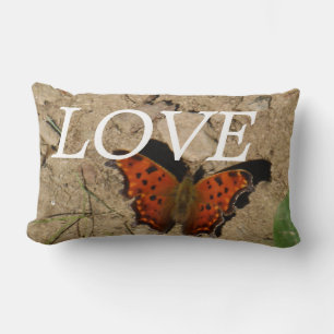 lOVE ,orange and green butterfly pillow