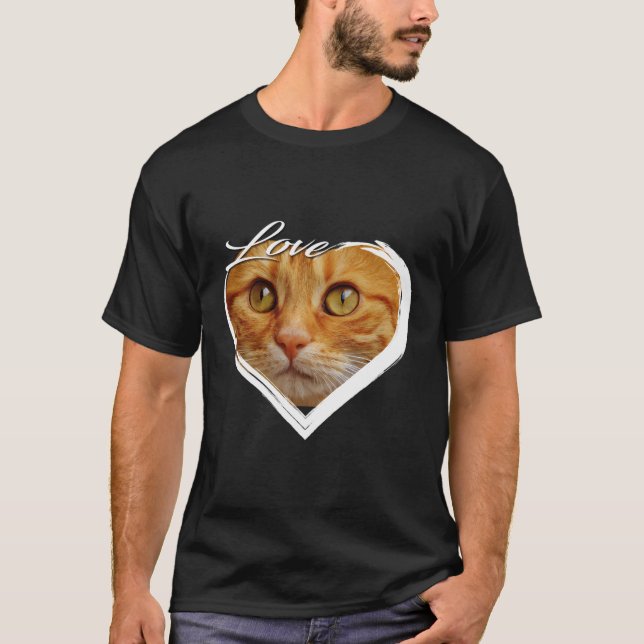 Love Orange Tabby Kitty Cat Lover T-Shirt (Front)