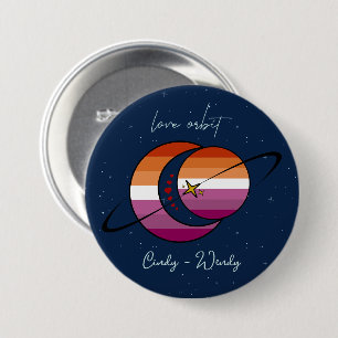 Love Orbit Universe Sun & Moon Sunset Lesbian Flag 7.5 Cm Round Badge