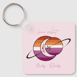Love Orbit Universe Sun & Moon Sunset Lesbian Flag Key Ring