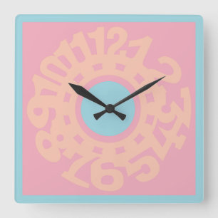 LOVE Original Number Pastel colors by Masanser Square Wall Clock