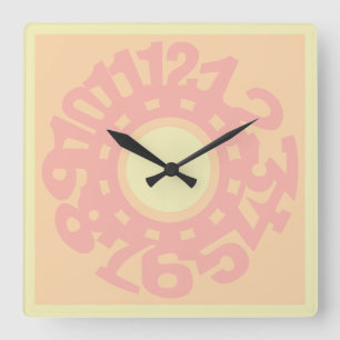 LOVE Original Numbers Pastel colors by Masanser Square Wall Clock