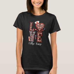 Love Ortho Nurse Stethoscope Heart Leopard Orthope T-Shirt
