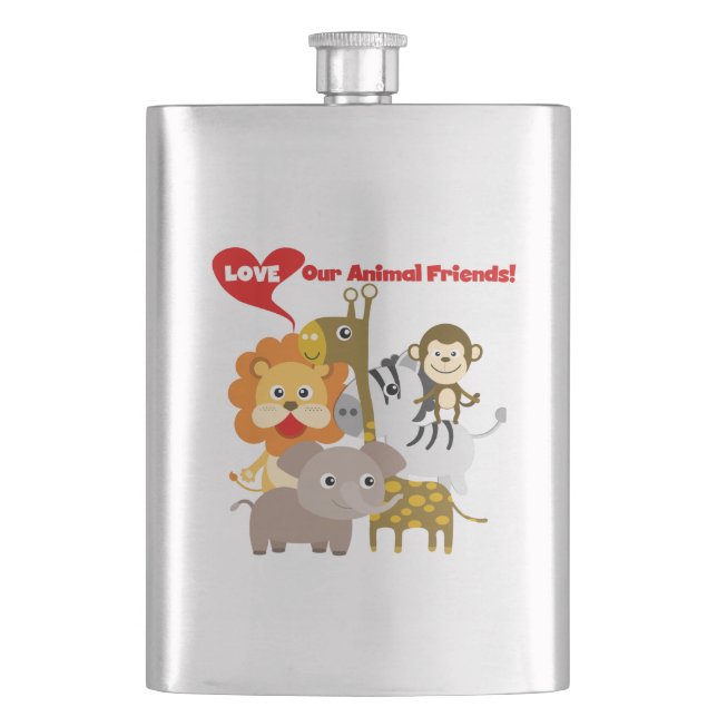Love Our Animal Friends Hip Flask (Front)