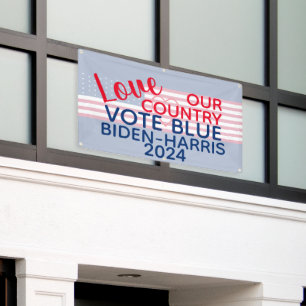 Love Our Country Vote Blue Biden-Harris 2024 Banner