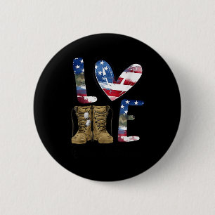 Love Our Veterans Day Proud Military American Flag 6 Cm Round Badge