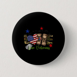 Love Our Veterans Day Proud Military American Flag 6 Cm Round Badge