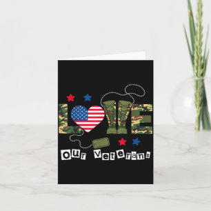 Love Our Veterans Day Proud Military American Flag Card