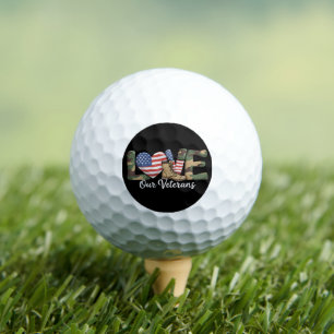 Love Our Veterans Day Proud Military American Flag Golf Balls