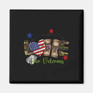 Love Our Veterans Day Proud Military American Flag Magnet