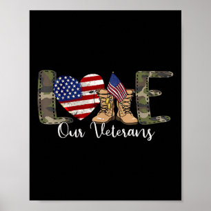 Love Our Veterans Day Proud Military American Poster