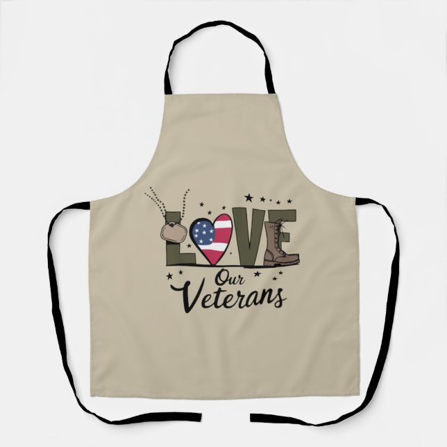 Love Our Veterans Day Proud Military Veteran Day  Apron (Front)